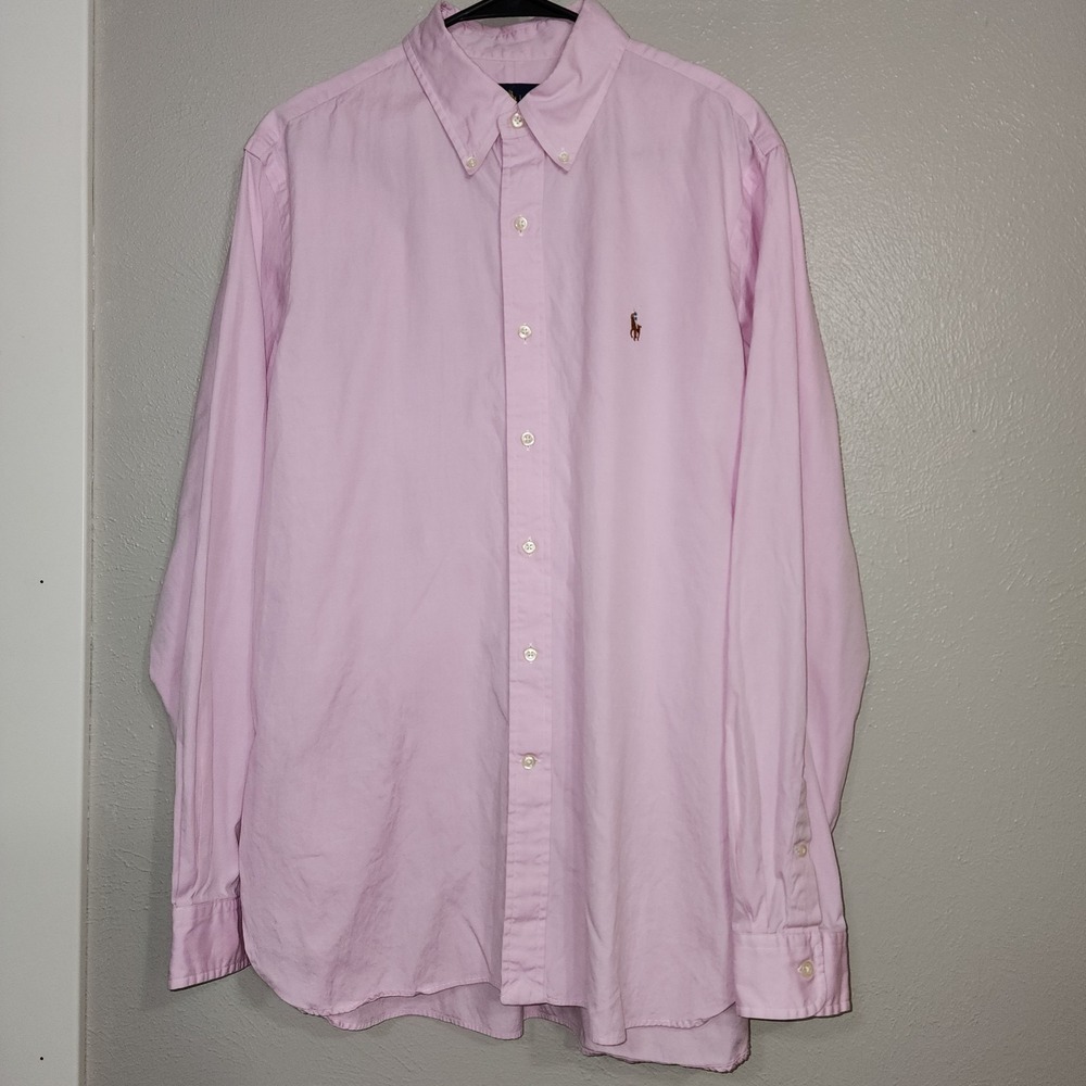 Ralph Lauren Mens Pink Long‎ Sleeve Button Down Shirt Size 42 Neck 16 1/2